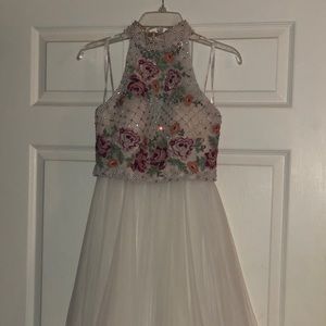 White/Floral Two Piece Sherri Hill Prom Dress